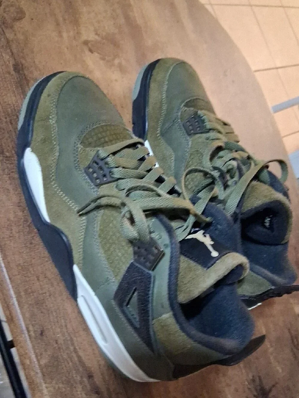 Jordan Men's Olive Green Suede Lace-Up Sneakers